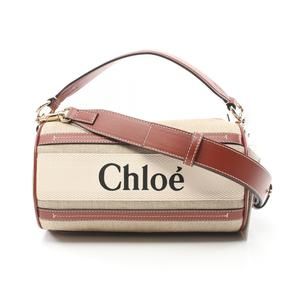 Chloe Beige Woody Handbag Brown White Leather